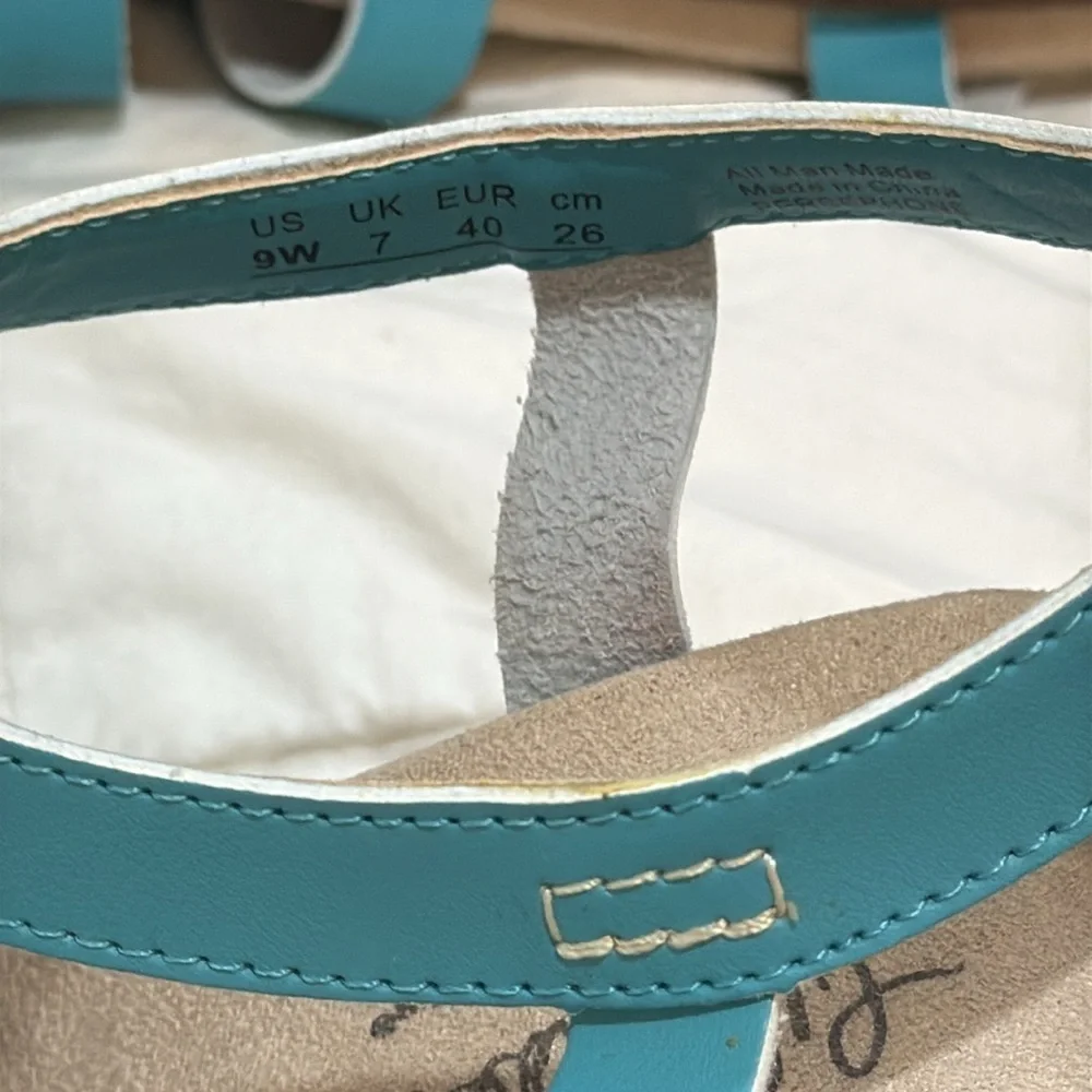 Lifestride Women's turquoise Wedge Sandals Sz 9 - Picture 5 of 7